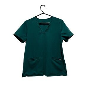 FIGS‎ Scrub Top Hunter Green V Neck Short Sleeve Women's Size Medium